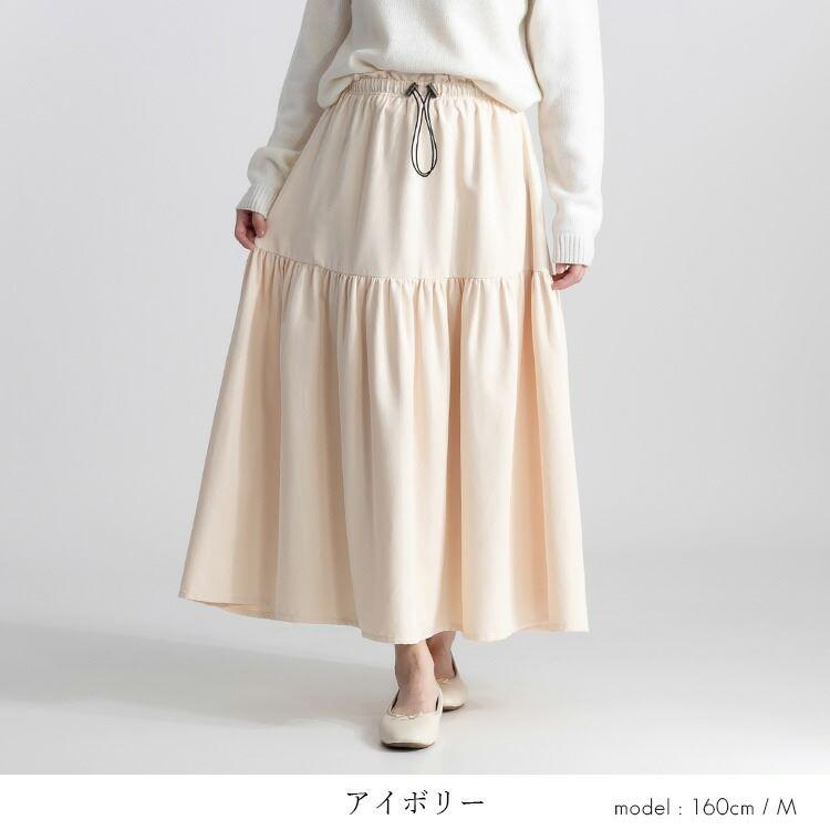 【送料無料】 マイクロコーデュロイ切替ギャザースカート 4色 M-L 洗える レディース ボトムス スカート Aライン 体型カバー コーデュロイ ドロスト |  | 05