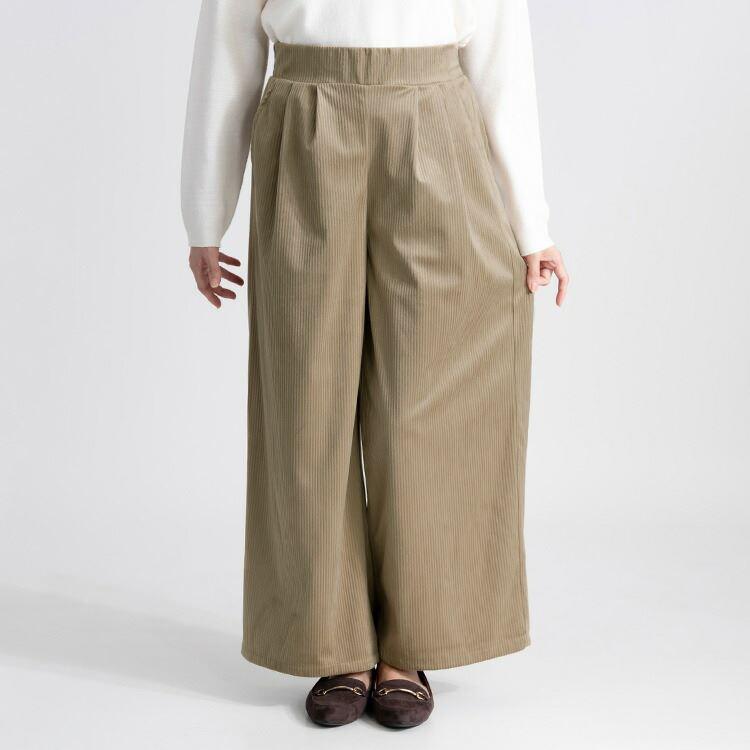【大幅値下】 コーデュロイワイドパンツ 4色 M L 洗える レディース ボトムス パンツ ワイドパンツ コーデュロイパンツ ウエストゴム 楽ちん 春秋冬 |  | 07