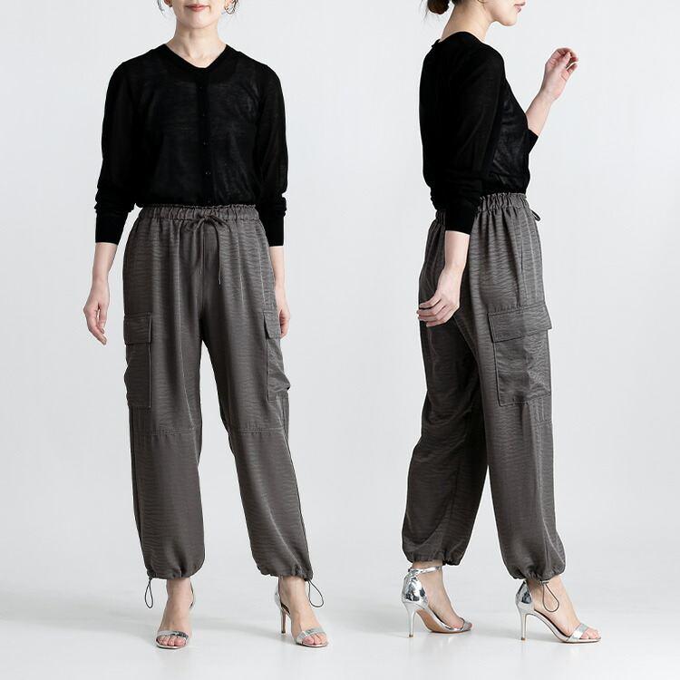 【大幅値下】 ヴィンテージツイルカーゴパンツ 3色 M L 洗える 10分丈 レディース ボトムス パンツ カーゴパンツ 股上深め 光沢 サテン 楽ちん オールシーズン |  | 09