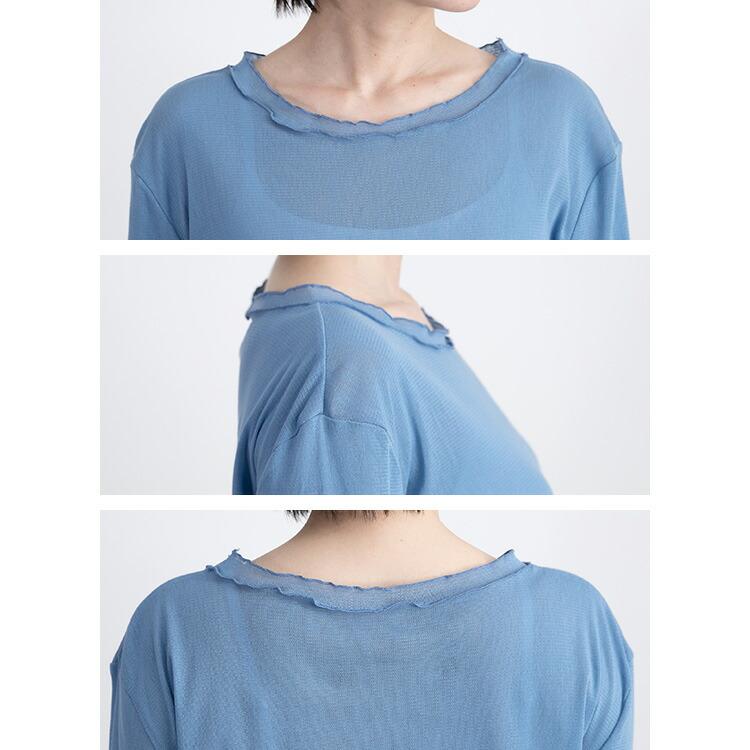 【送料無料】 綿チュールクルーネックT 9色 M-LL 洗える 長袖 レディース トップス ニット インナー クルーネック 大人 日本製生地 綿100% シアー 春夏秋 5938 |  | 15