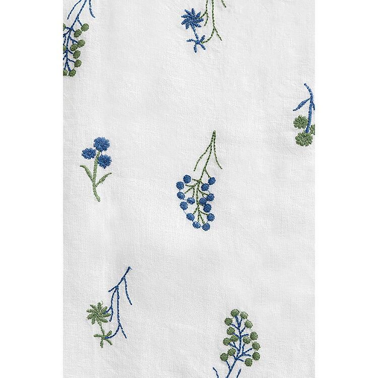 【送料無料】 麻100%お花刺繍ブラウス 洗える 長袖 レディース トップス ブラウス ナチュラル きれいめ 体型カバー 前あき リネン 春夏 5878 |  | 03