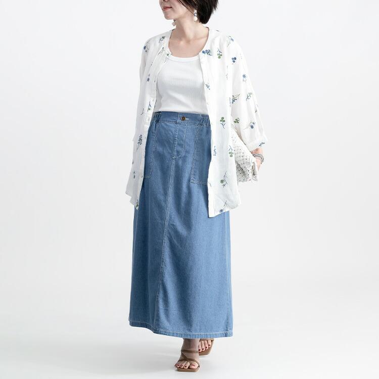 【送料無料】 麻100%お花刺繍ブラウス 洗える 長袖 レディース トップス ブラウス ナチュラル きれいめ 体型カバー 前あき リネン 春夏 5878 |  | 06