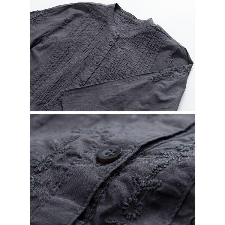 【送料無料/再入荷】 刺繍ピンタックブラウス 洗える 七分袖 レディース トップス ブラウス チュニック 体型カバー 刺繍 綿 涼しい 夏 0188 |  | 13