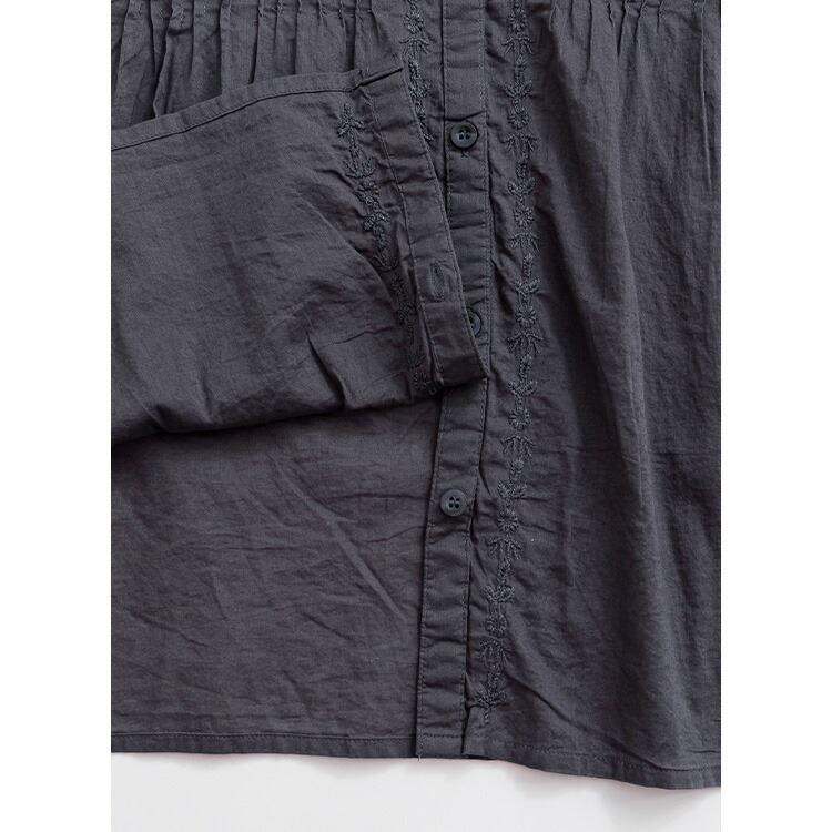 【送料無料/再入荷】 刺繍ピンタックブラウス 洗える 七分袖 レディース トップス ブラウス チュニック 体型カバー 刺繍 綿 涼しい 夏 0188 |  | 14