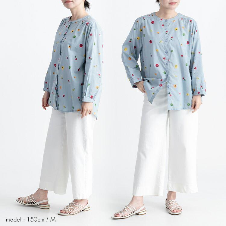 【送料無料】 綿100％ベジタブル柄ブラウス 洗える 七分袖 レディース トップス ブラウス 野菜柄 ナチュラル 軽量 大人 天然素材 リラックス 2488 |  | 11