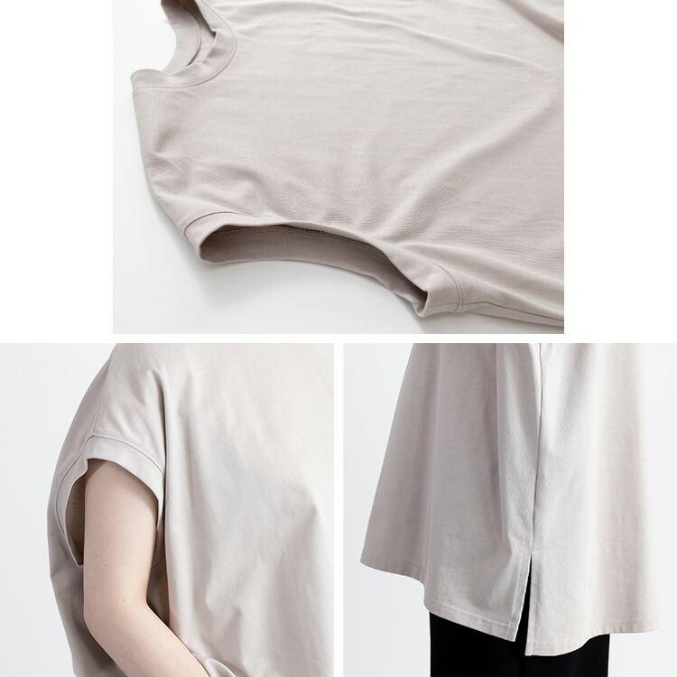 【送料無料/再入荷】スッキリ見えする綿100％Tシャツ 3色 M-L 洗える 半袖 体型カバー レディース トップス チュニック カットソー プルオーバー 無地T ゆったり |  | 15