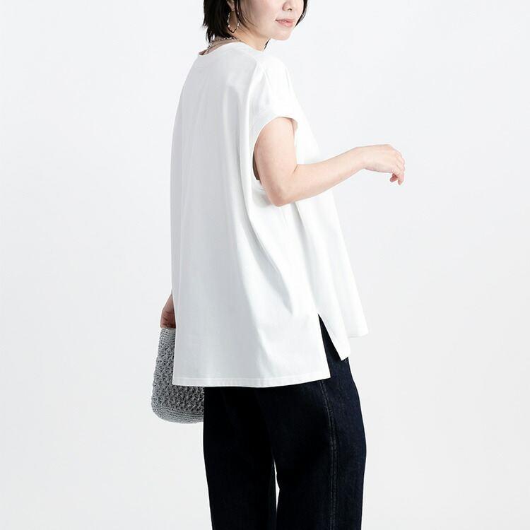 【送料無料/再入荷】スッキリ見えする綿100％Tシャツ 3色 M-L 洗える 半袖 体型カバー レディース トップス チュニック カットソー プルオーバー 無地T ゆったり |  | 09