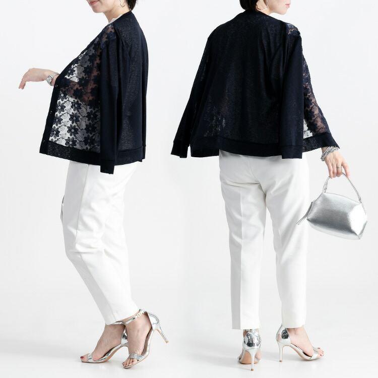 【送料無料】 刺繍カーディガン 洗える 長袖 レディース トップス アウター カーディガン 羽織り 涼しい レース シャリ感 通気性 大人 花柄 刺繍 きれい 6989 |  | 13