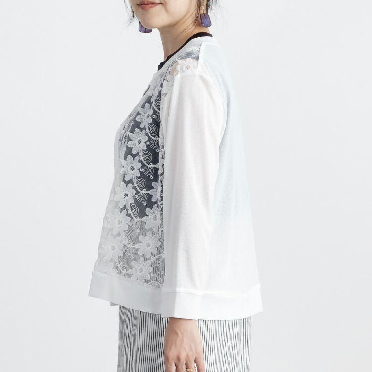 【送料無料】 刺繍カーディガン 洗える 長袖 レディース トップス アウター カーディガン 羽織り 涼しい レース シャリ感 通気性 大人 花柄 刺繍 きれい 6989 |  | 07