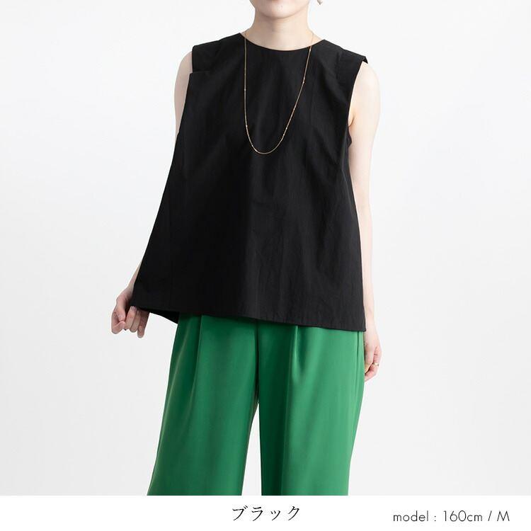 【送料無料/再入荷】 ボックスシルエットブラウス 4色 M L 洗える ノースリーブ 綿100% レディース トップス ブラウス コットン 綿 大人きれい 上品 好感度 |  | 12