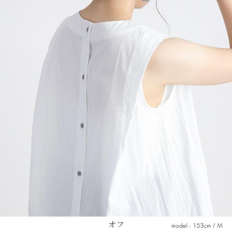 【送料無料/再入荷】 ボックスシルエットブラウス 4色 M L 洗える ノースリーブ 綿100% レディース トップス ブラウス コットン 綿 大人きれい 上品 好感度 |  | 06