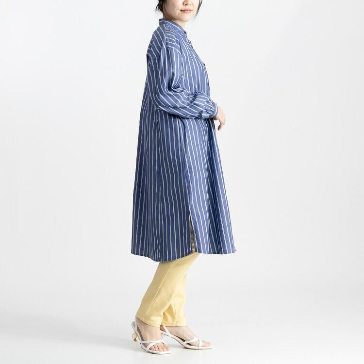 【送料無料】 綿100％ストライプブラウス 洗える 長袖 綿100％ レディース トップス ブラウス チュニック 大人 コットン 体型カバー 春夏秋 6720 |  | 10