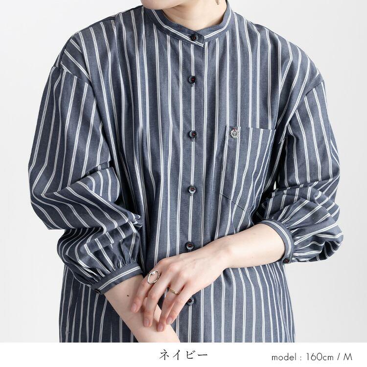 【送料無料】 綿100％ストライプブラウス 洗える 長袖 綿100％ レディース トップス ブラウス チュニック 大人 コットン 体型カバー 春夏秋 6720 |  | 11