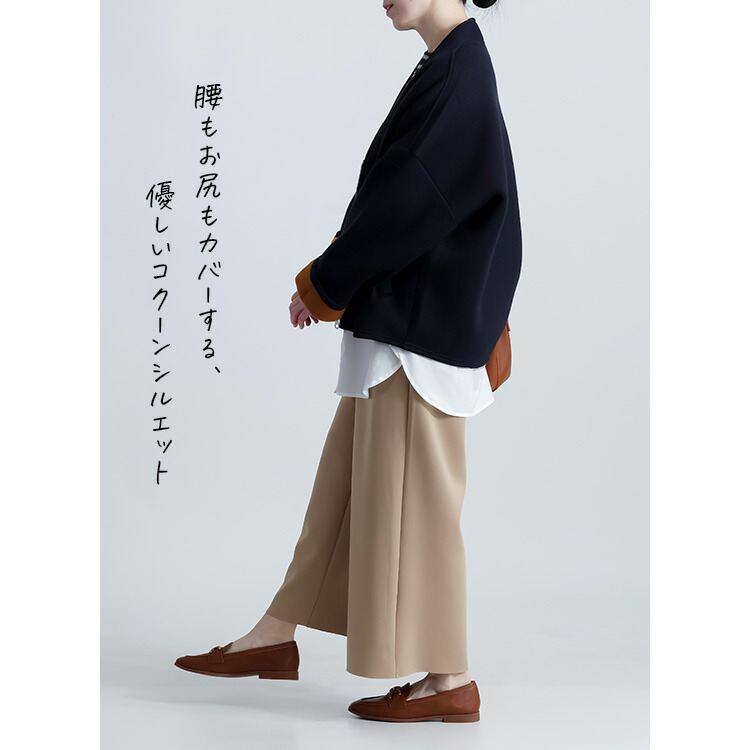 【送料無料/再入荷】 ボンディングジャケット 3色 M L 長袖 レディース アウター ジャケット ブルゾン 裏起毛 配色 ノーカラー Vネック ビックスリーブ 春秋冬 |  | 15