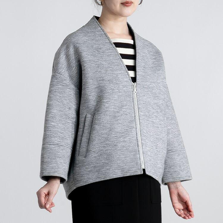 【大幅値下】 配色ボンディングジャケット 3色 M L 長袖 レディース アウター ジャケット ボンディング 起毛 ニットソー 配色 ノーカラー Vネック |  | 09