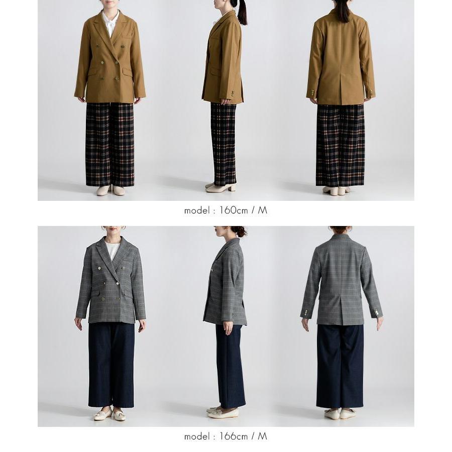 【送料無料】 ダブルテーラージャケット 3色 M L 洗える 長袖 レディース アウター ジャケット ダブルジャケット テーラージャケット チェック柄 |  | 17