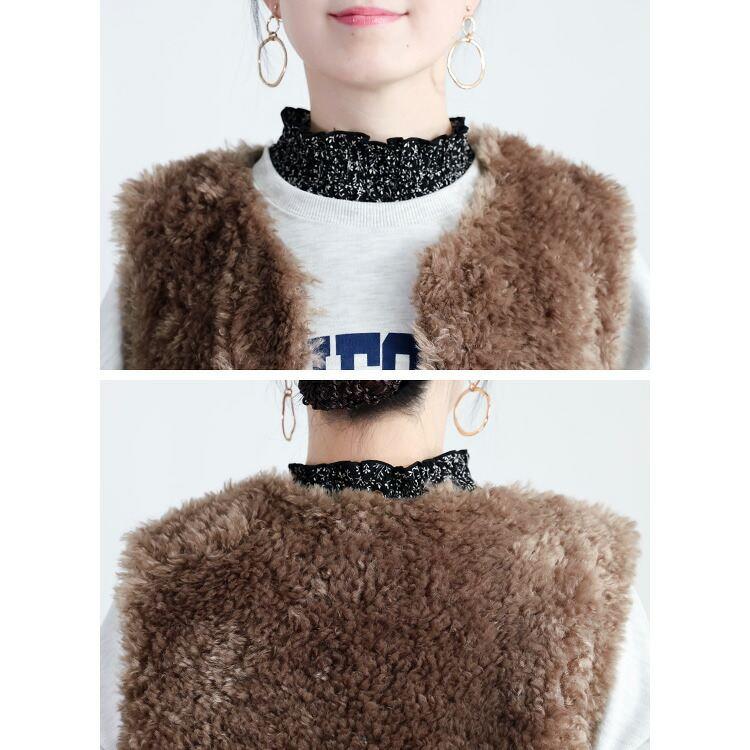 【新作】【送料無料】 プードル調ファーベスト 2色 M L 洗える レディース アウター ベスト トップス ボアベスト ショートベスト ボア エコファー ふわふわ |  | 12