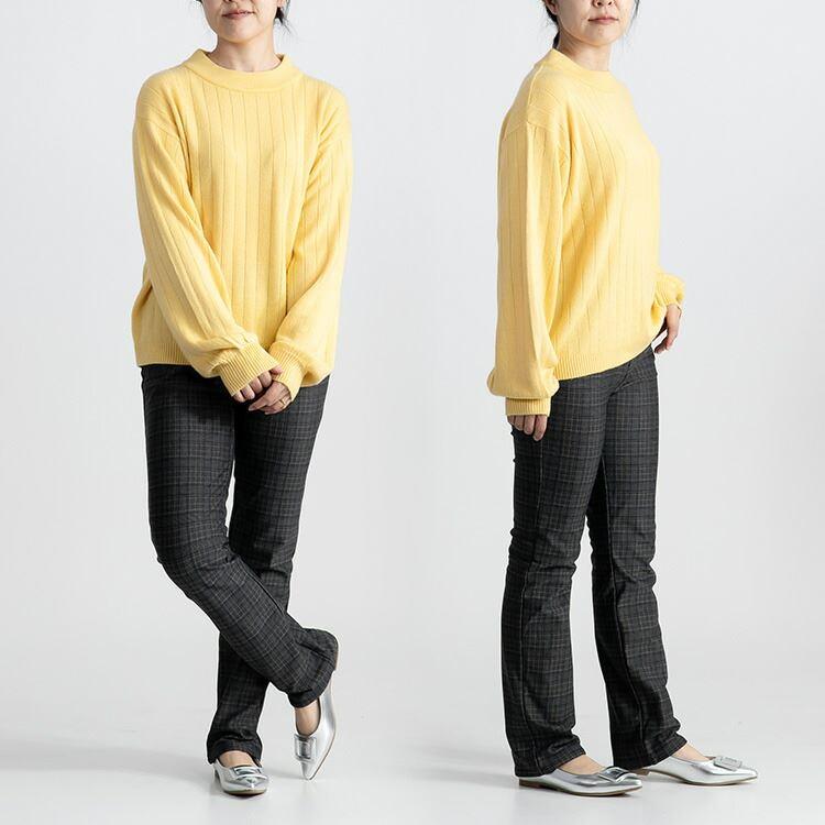 【送料無料/日本素材】 裏起毛ストレッチパンツ 3色 M-LL 洗える レディース ボトムス パンツ ストレートパンツ ウエストゴム ロイカ 暖かい 裏起毛 微起毛 冬 |  | 12