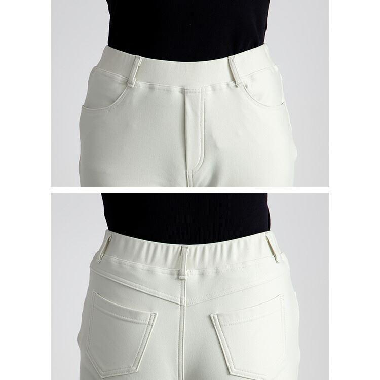 【送料無料/日本素材】 裏起毛ストレッチパンツ 3色 M-LL 洗える レディース ボトムス パンツ ストレートパンツ ウエストゴム ロイカ 暖かい 裏起毛 微起毛 冬 |  | 13