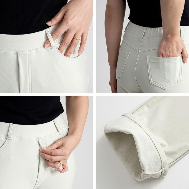 【送料無料/日本素材】 裏起毛ストレッチパンツ 3色 M-LL 洗える レディース ボトムス パンツ ストレートパンツ ウエストゴム ロイカ 暖かい 裏起毛 微起毛 冬 |  | 14