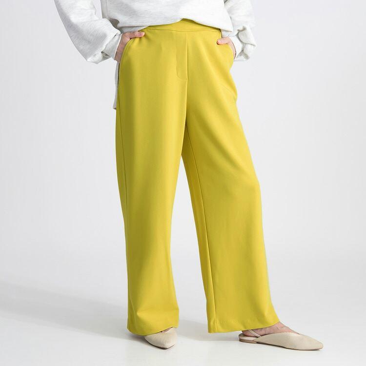 【送料無料/再入荷】きれいめワイドパンツ 6色 M-3L 洗える 防シワ 楽ちん 10分丈 レディース ボトムス パンツ ワイドパンツ ジョーゼット 股上深め |  | 09