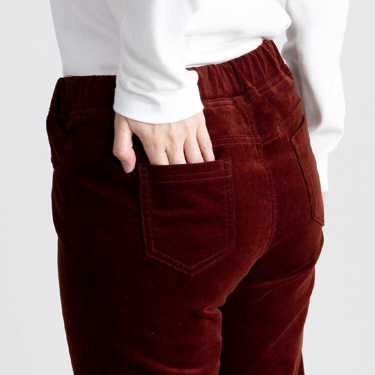 【送料無料】 裏スムースコーデュロイパンツ 6色 M-3L 洗える 10分丈 レディース ボトムス パンツ スリムパンツ ストレッチパンツ コーデュロイ 微起毛 |  | 13