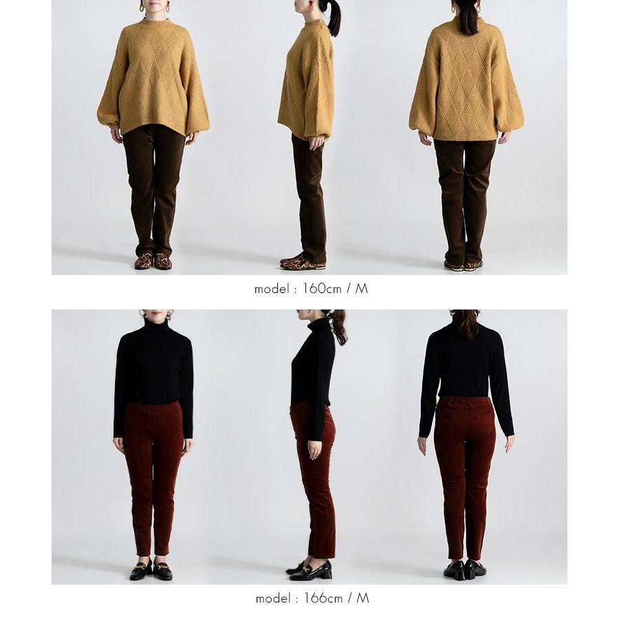 【送料無料】 裏スムースコーデュロイパンツ 6色 M-3L 洗える 10分丈 レディース ボトムス パンツ スリムパンツ ストレッチパンツ コーデュロイ 微起毛 |  | 16