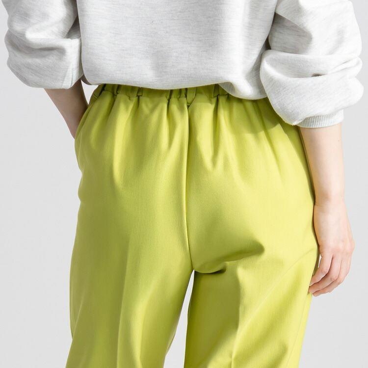 【送料無料】 裏起毛タックテーパードパンツ 5色 M-LL 洗える 10分丈 レディース ボトムス パンツ テーパードパンツ ストレッチパンツ ウエストゴム |  | 10