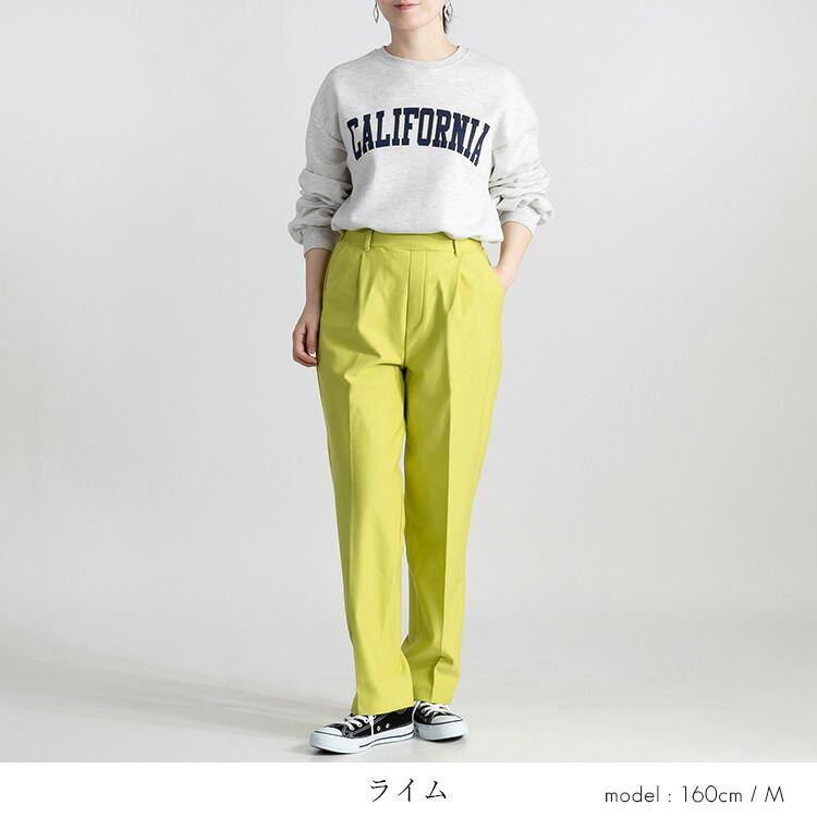 【送料無料】 裏起毛タックテーパードパンツ 5色 M-LL 洗える 10分丈 レディース ボトムス パンツ テーパードパンツ ストレッチパンツ ウエストゴム |  | 09