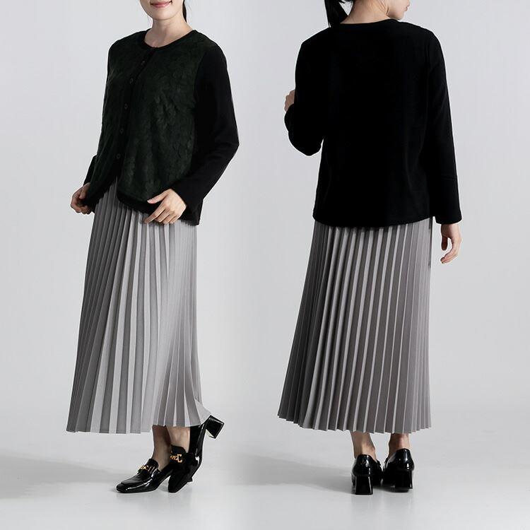 【送料無料/日本生地使用】 パイルジャガード花柄カーディガン 4色 M L 洗える 長袖 レディース トップス カーディガン ラウンドネック パイルジャガード |  | 11