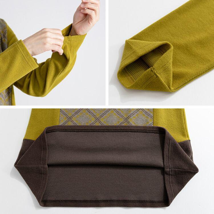 【送料無料】 オフタートルネックチュニック 4色 M L 洗える 長袖 レディース トップス チュニック Aライン オフタートル チェック柄 日本製生地 体型カバー |  | 13