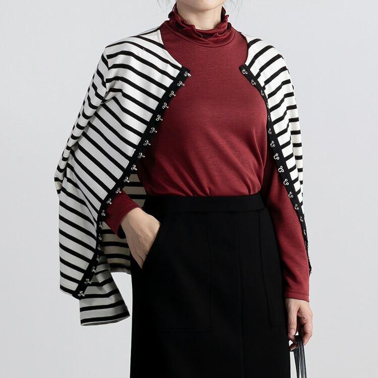 【送料無料/日本製】 フリルハイネックカットソー 4色 M-LL 洗える 長袖 レディース トップス インナー カットソー Tシャツ ハイネック メロウ 体型カバー |  | 11