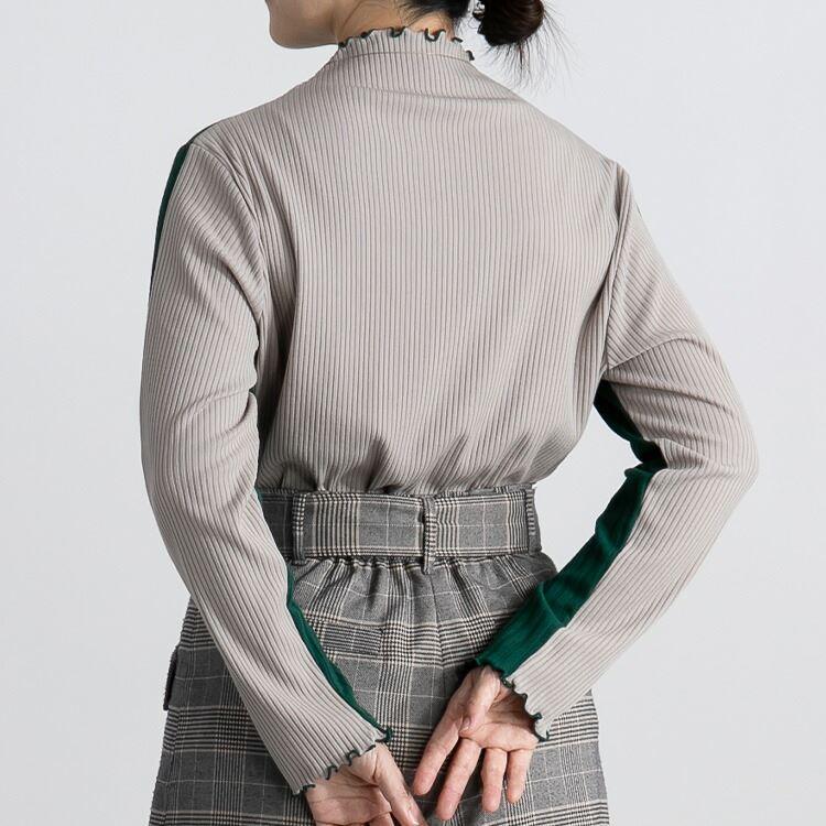 【送料無料/再入荷】 前後で着れる！2wayハイネックリブニット 5色 M-L 洗える 長袖 レディース トップス ニット カットソー 配色 リバーシブル 春秋冬 |  | 10