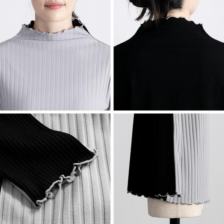 【送料無料/再入荷】 前後で着れる！2wayハイネックリブニット 5色 M-L 洗える 長袖 レディース トップス ニット カットソー 配色 リバーシブル 春秋冬 |  | 14