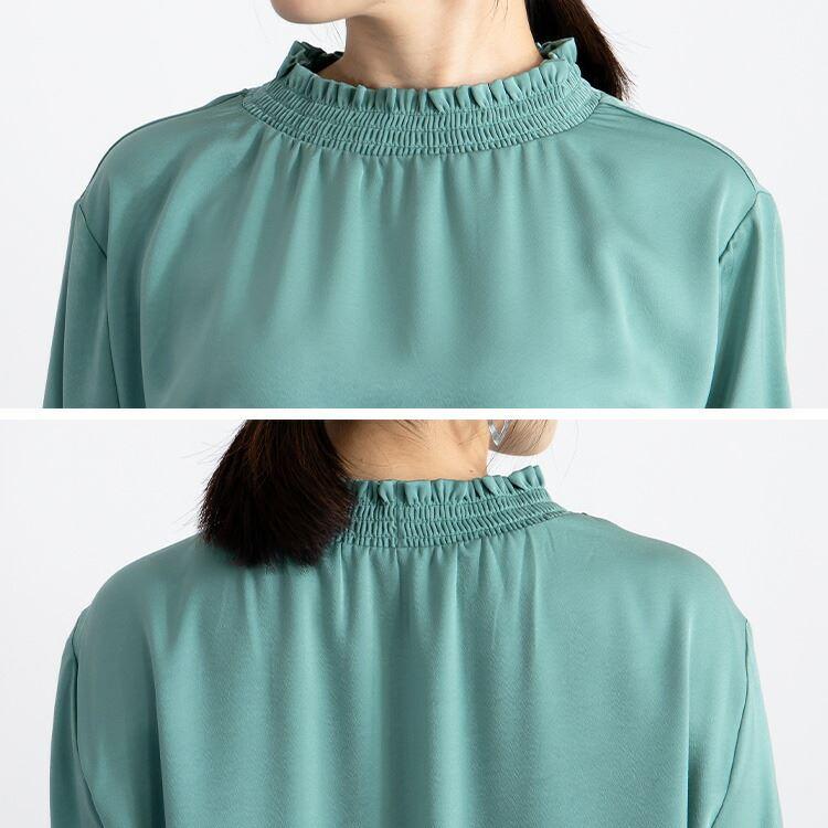 【送料無料】 美艶シャーリングブラウス 4色 M L 長袖 防シワ 洗える レディース トップス ブラウス シャーリング 無地 ツヤ感 落ち感 なめらか 春秋冬 1829 |  | 13