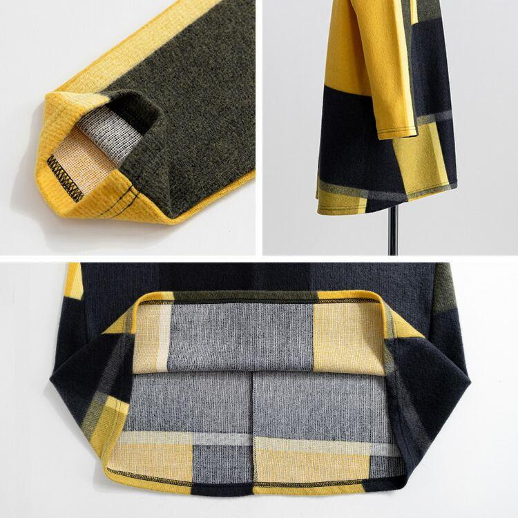 【送料無料】 チェック柄起毛チュニック 4色 M-L 洗える 長袖 レディース トップス チュニック カットソー オフタートルネック 格子柄 ビッグチェック 秋冬 |  | 15