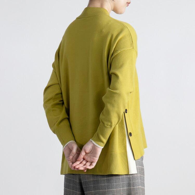 【送料無料】 配色使いサイドスリットニット 6色 M-L 洗える 長袖 レディース トップス ニット セーター ニットソー クルーネック サイドスリット 春秋冬 |  | 07