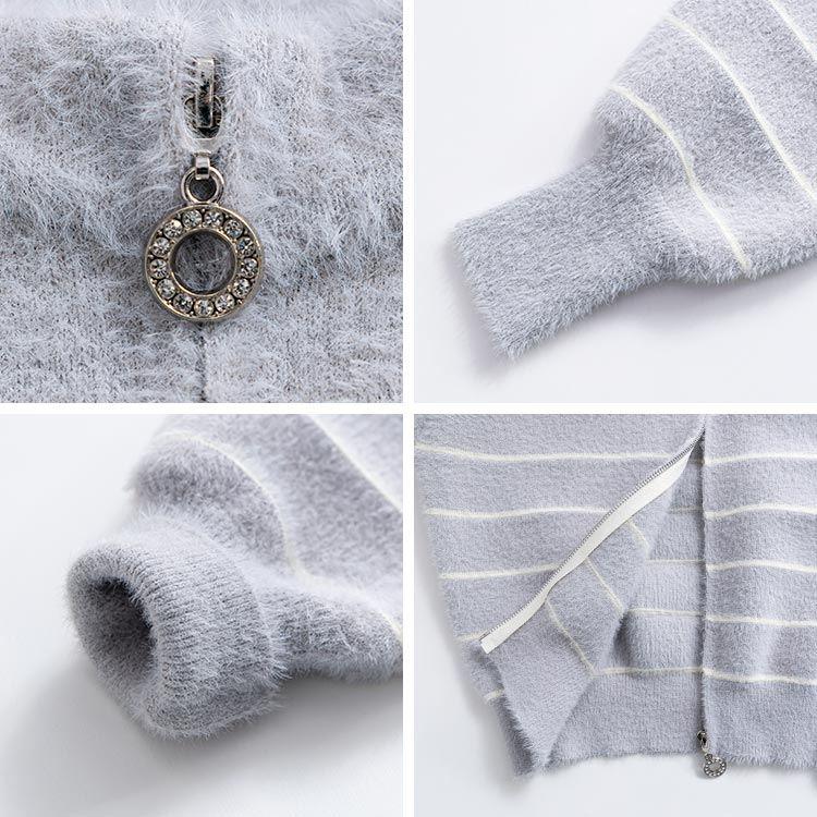 【送料無料】 ボーダーシャギーニットカーディガン 6色 M-L 洗える 長袖 レディース アウター カーディガン シャギーニット 起毛 ボーダー 体型カバー |  | 16