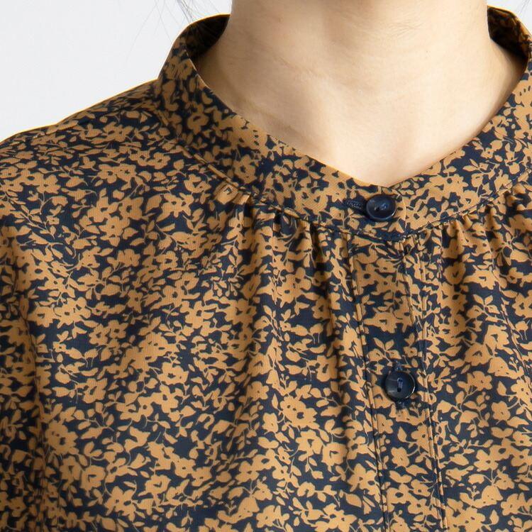 【送料無料】花柄とろみブラウス 3色 M L 防シワ 洗える 長袖 レディース トップス ブラウス 落ち感 ドレープ 体型カバー デート お出かけ 仕事  4499 |  | 12