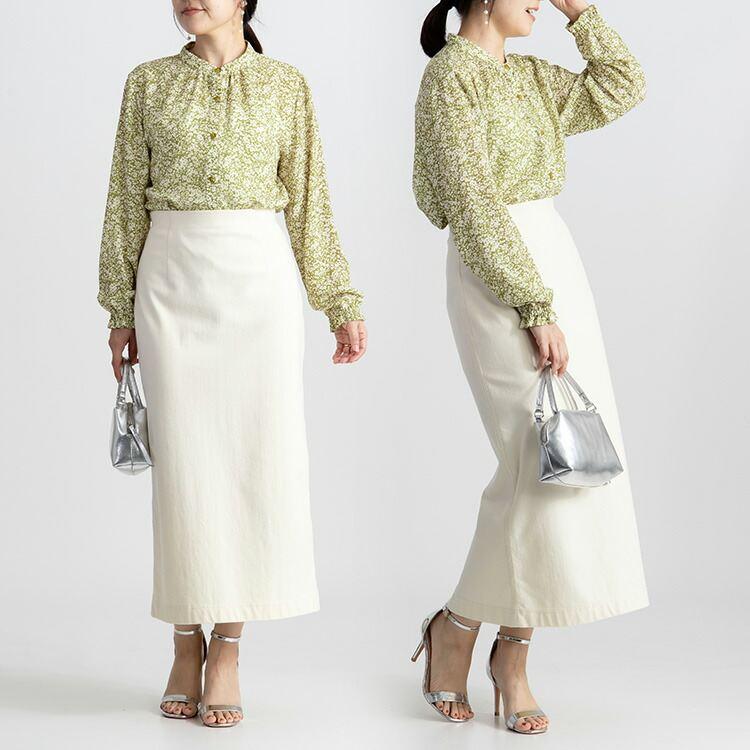 【送料無料】花柄とろみブラウス 3色 M L 防シワ 洗える 長袖 レディース トップス ブラウス 落ち感 ドレープ 体型カバー デート お出かけ 仕事  4499 |  | 07