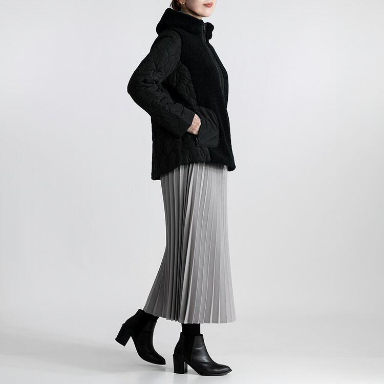 【送料無料】ボア使い中綿ショートアウター 4色 M L 長袖 レディース アウター コート ブルゾン ジャケット ミドル丈 スタンドカラー ボア 中綿 防寒 冬 |  | 14