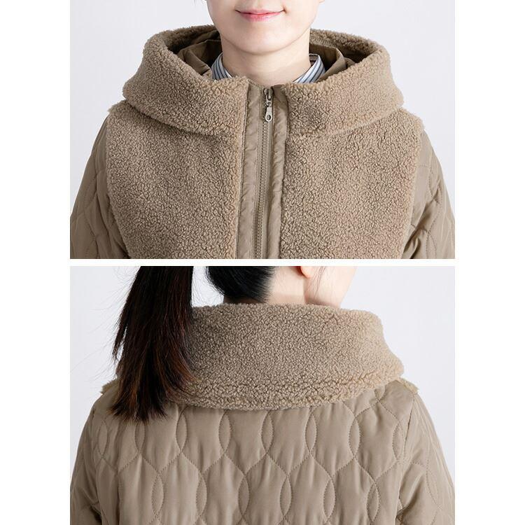 【送料無料】ボア使い中綿ショートアウター 4色 M L 長袖 レディース アウター コート ブルゾン ジャケット ミドル丈 スタンドカラー ボア 中綿 防寒 冬 |  | 15