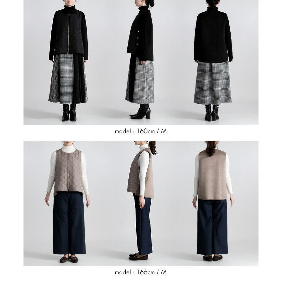 【送料無料/再入荷】 エコファー×中綿キルトベスト 3色 M L 洗える レディース アウター トップス ベスト 中綿 フェイクファー キルティングベスト 防寒 春秋冬 |  | 16