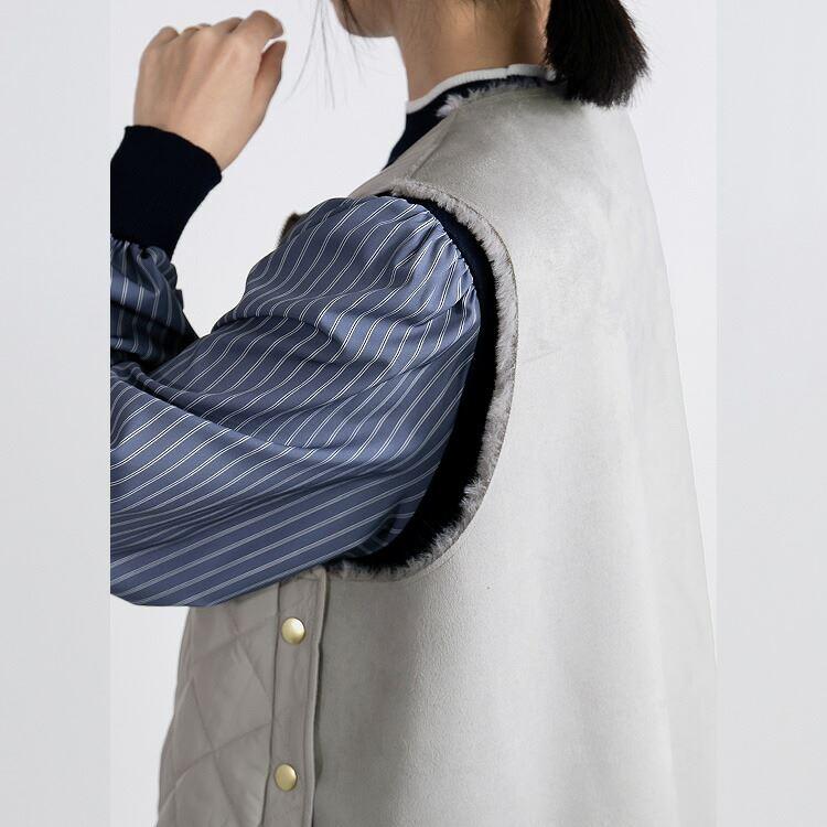 【送料無料/再入荷】 エコファー×中綿キルトベスト 3色 M L 洗える レディース アウター トップス ベスト 中綿 フェイクファー キルティングベスト 防寒 春秋冬 |  | 05