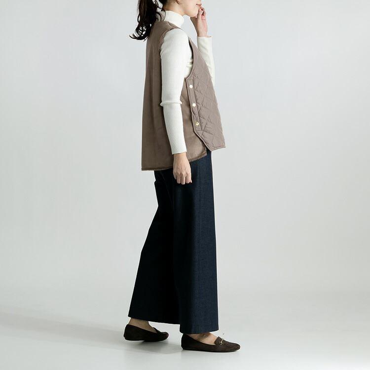 【送料無料/再入荷】 エコファー×中綿キルトベスト 3色 M L 洗える レディース アウター トップス ベスト 中綿 フェイクファー キルティングベスト 防寒 春秋冬 |  | 08