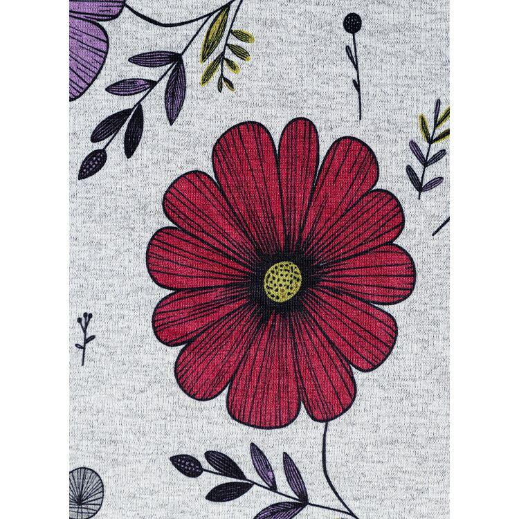 【送料無料/再入荷】 フラワー柄裏起毛チュニック 3色 M-L 洗える 長袖 フード付き レディース トップス チュニック ス 体型カバー Aライン 裏起 |  | 05