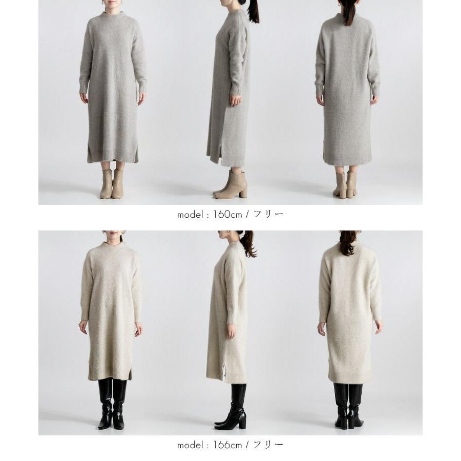 【送料無料】ブルーフォックス100%ロングニットワンピース 4色 M-L 長袖 レディース ワンピース ロング丈 ニット ラウンドネック クルーネック フォックス100％ |  | 15
