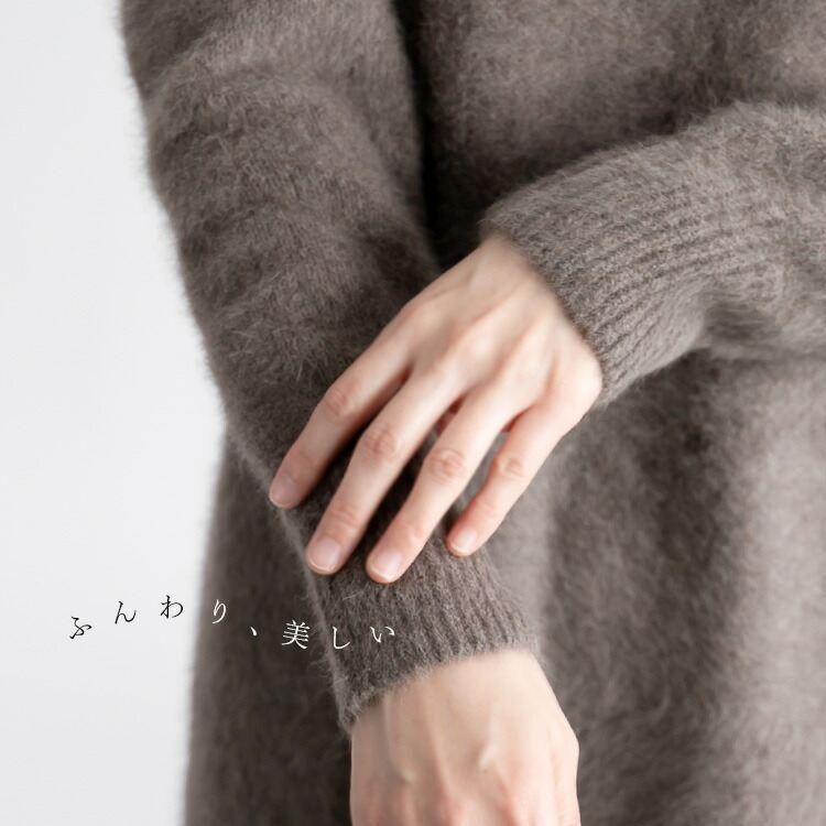 【送料無料】ブルーフォックス100%ロングニットワンピース 4色 M-L 長袖 レディース ワンピース ロング丈 ニット ラウンドネック クルーネック フォックス100％ |  | 03