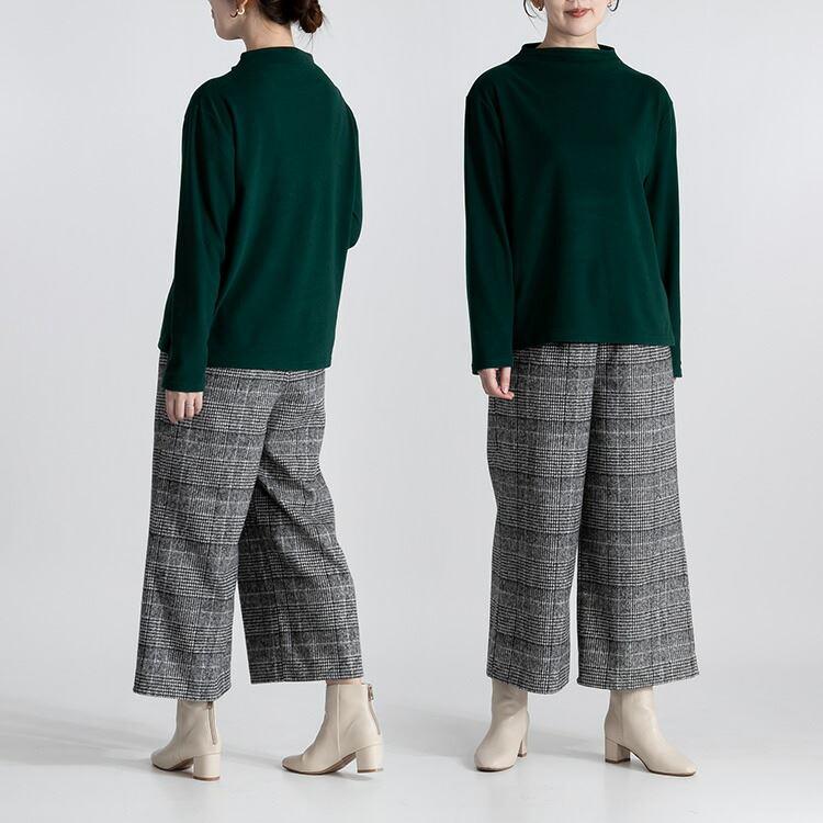 【送料無料】ボトルネックプルオーバー 5色 M-L 洗える 長袖 レディース トップス カットソー ボトルネック モックネック ミドル丈 体型カバー |  | 09