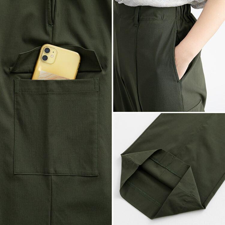 【送料無料/日本製】 大人のキレイめカーゴパンツ 4色 M-LL 洗える 10分丈 レディース ボトムス パンツ ストレッチ セミワイド センタライン 楽ちん 通年 |  | 16